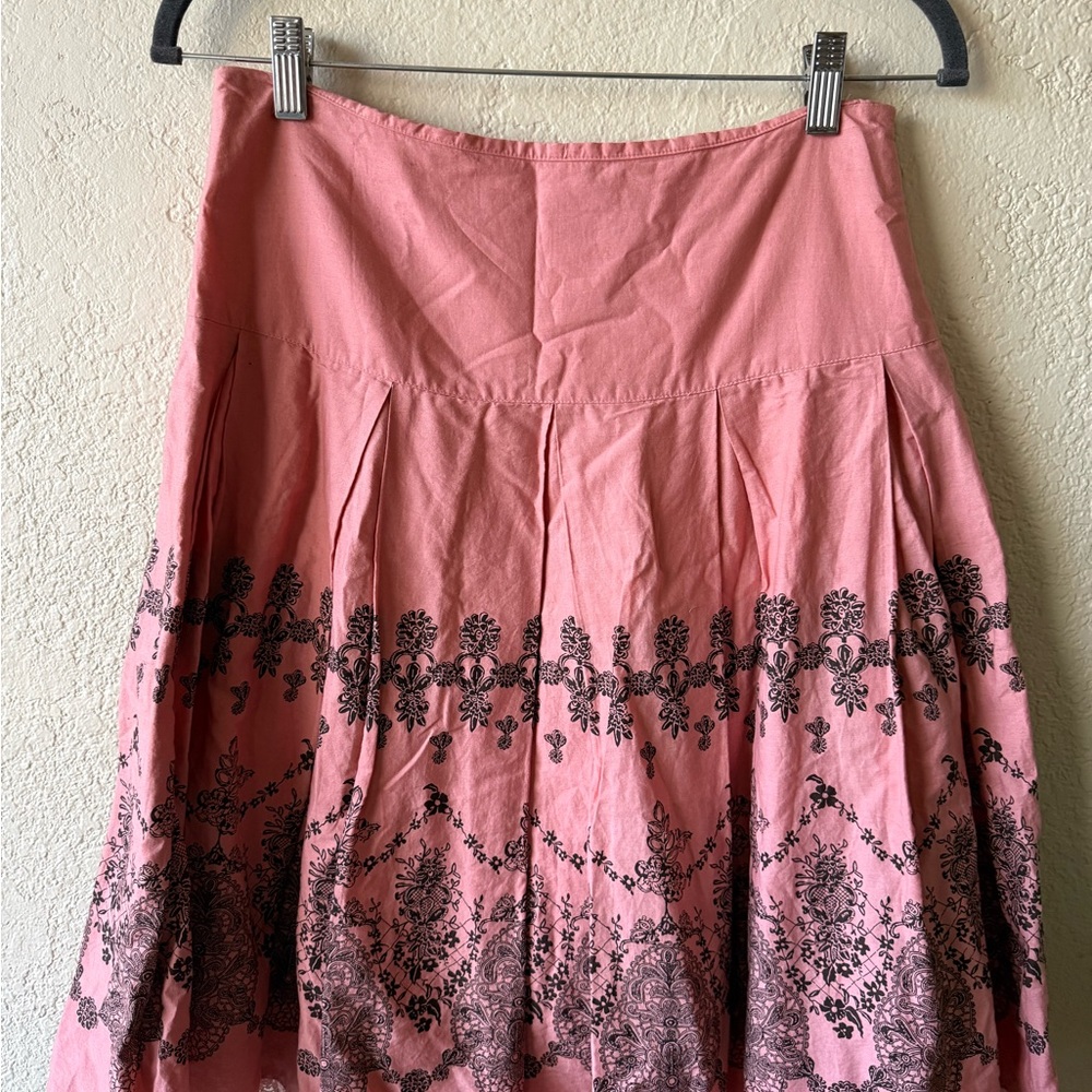Apt. 9 Pink and Black Embroidered A-Line Skirt